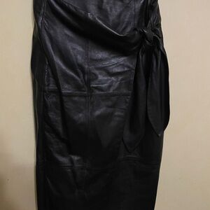ANTONIO MELANI Black Leather wrap skirt